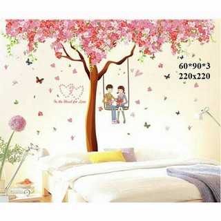 Decal dán tường cây hồng xích đu
