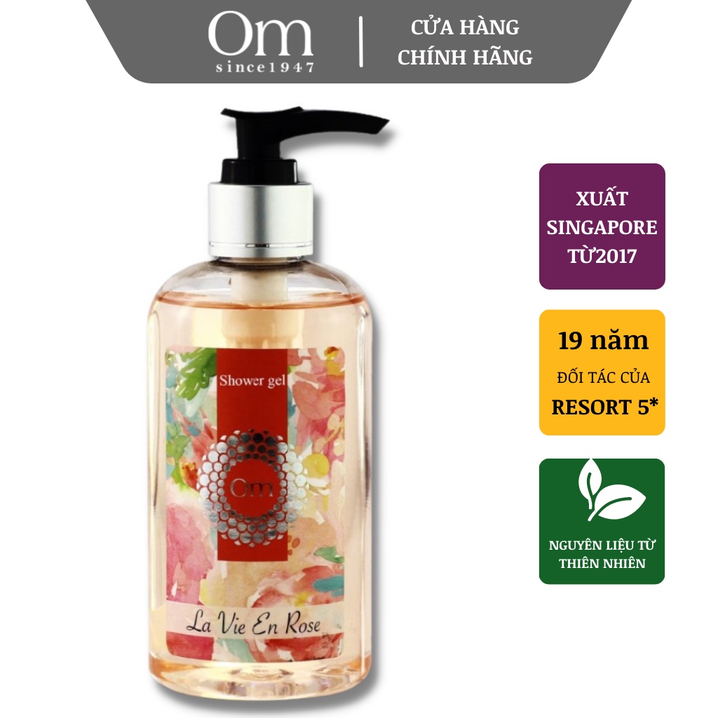 Sữa tắm La Vie En Rose OM FOUTAIN tẩy tế bào chết làm mềm và dưỡng trắng da chai 250ml