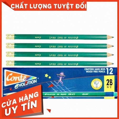 12 cây bút chì gỗ Conté Evolution 2B có tẩy