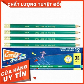 12 cây bút chì gỗ Conté Evolution 2B có tẩy