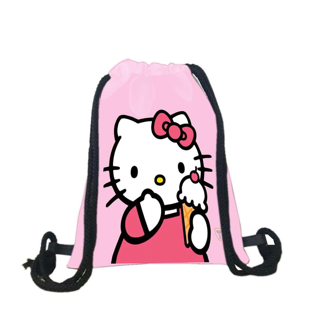 FREESHIP 50K_Balo dây rút HELLOKITTY, balo dây rút unisex in hình HELLOKITTY thời trang size 40cm