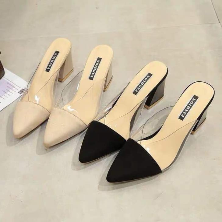 Giày nữ, sục nữ cao gót mũi nhọn phố mika cao 5cm - D1 | BigBuy360 - bigbuy360.vn