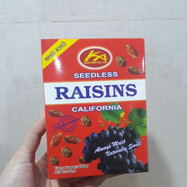 Nho khô seedless raisins california 200g