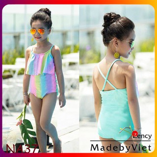 Đồ bơi liền thân 2 dây dễ thương cho bé gái, bikini trẻ em (Cầu vồng)