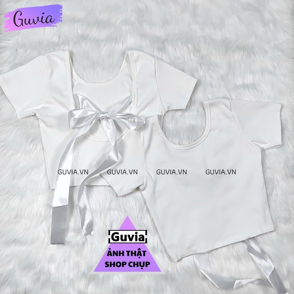 Áo Croptop TN Nữ Buộc Nơ Lưng Cổ Vuông Ôm Body, Áo kiểu nữ chất vải tốt mặc đẹp CRT 14 GUVIA