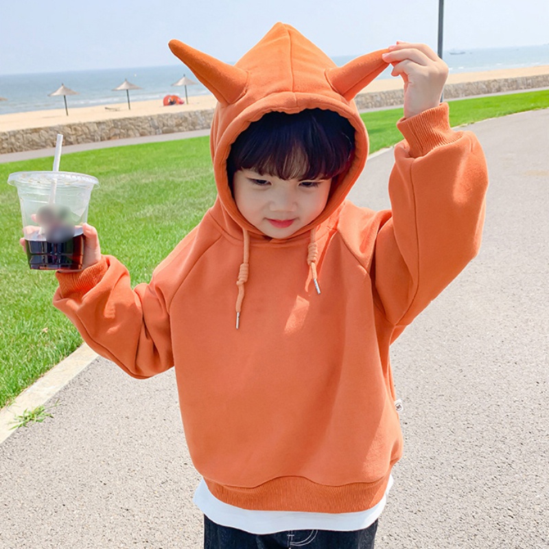 Áo Hoodie Tay Dài Dáng Rộng Màu Sắc Đơn Giản Dành Cho Bé