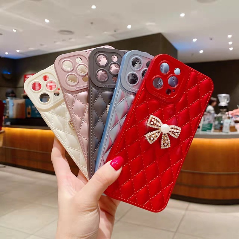 Ốp lưng điện thoại iphone hình quả trám gắn nơ 7plus x xsmax 11 11promax 12 12pro 12promax 13 13pro 13promax DT17
