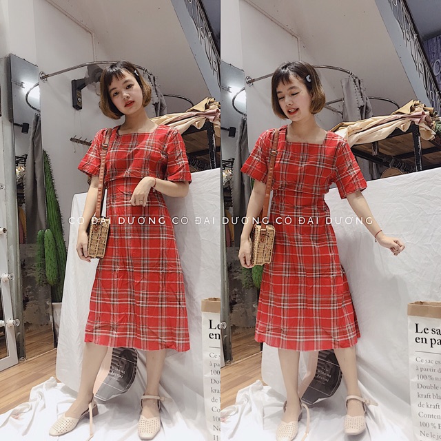 Váy vintage kẻ