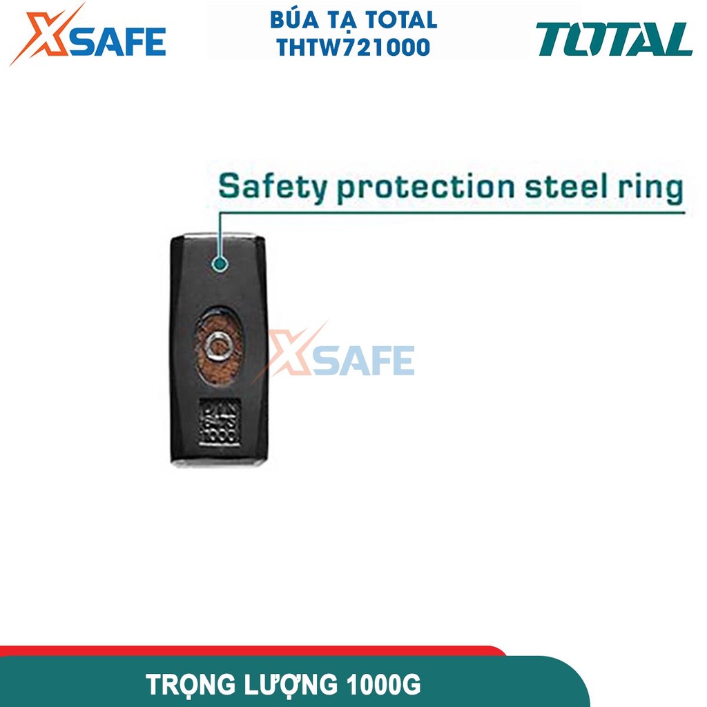 Búa tạ cán gỗ Total THTW721000 1000g chất liệu thép carbon 45#, chịu nhiệt, tay cầm gỗ cứng cố định keo vĩnh cữu [XSAFE]