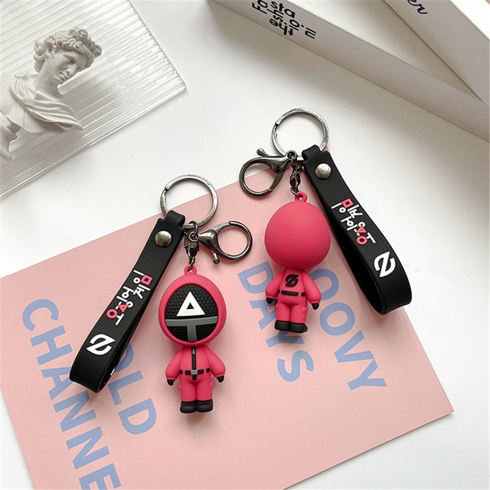 Móc khóa hình Squid Game bằng cao su PVC mềm độc đáo