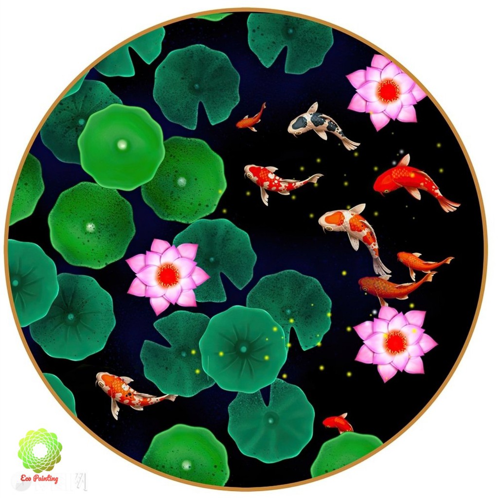 20 Tranh hoa sen đẹp "Tranh tròn", mẫu treo phòng ngủ,khổ chuẩn 40*40 cm,sản phẩm tại xưởng in tranh [ Eco_Painting ]