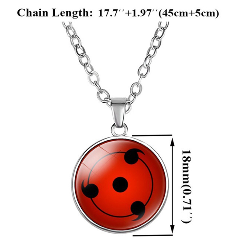 Dây chuyền mặt kính Cabochon hình đôi mắt Sharingan trong phim Naruto thời trang cho nam