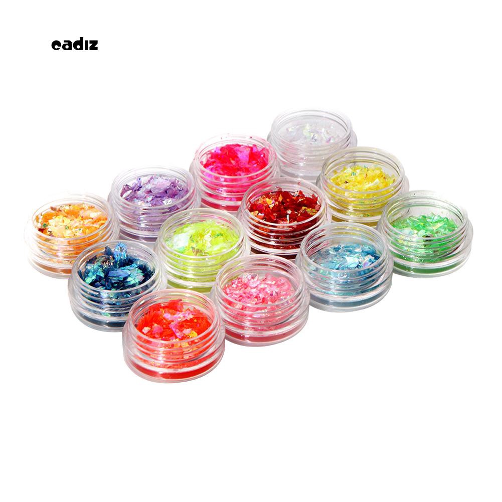 Bộ 12 bột ánh nhũ dùng trang trí móng nghệ thuật