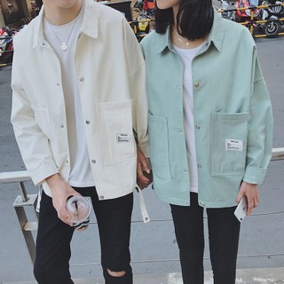 Áo khoác/Áo jacket, cổ bẻ, một hàng cúc, dễ kết hợp, kiểu dáng rộng rãi, một màu, phù hợp cho mùa thu, mẫu mới nhất*****