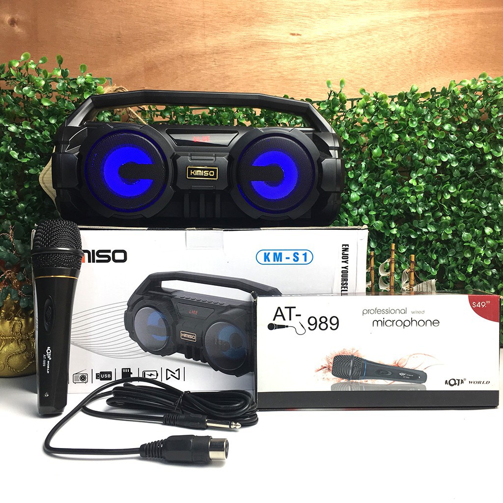 Loa Bluetooth - Loa KIMISO KM-S1 (Tặng Mic Hát Karaoke) Âm Bass Trầm To -Hát Karaoke Trong Rõ Ràng [BẢO HÀNH 6 THÁNG]