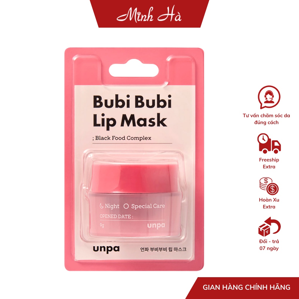 Mặt nạ ngủ môi Unpa Bubi Bubi Lip Mask 10ml giúp môi ẩm mịn và căng mọng