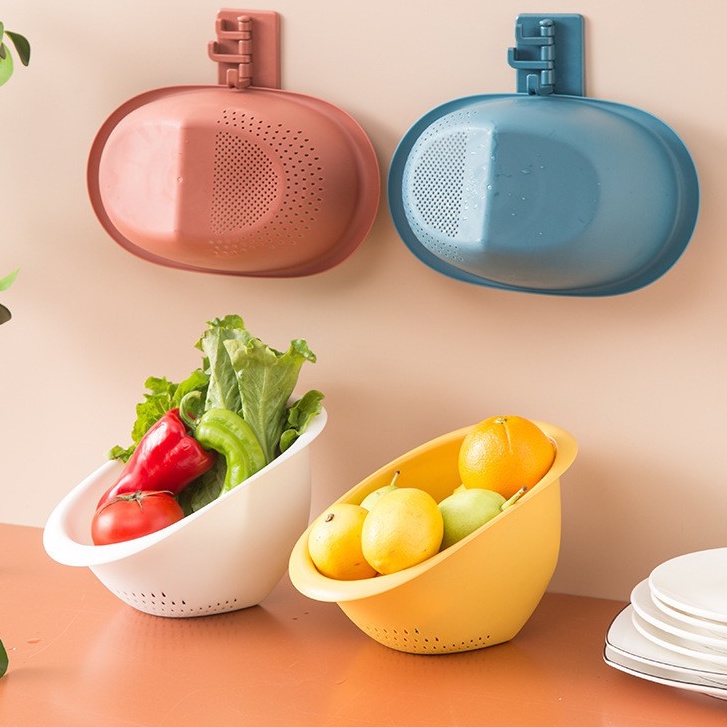 Rổ nhựa chữ nhật đựng đồ kèm lỗ thoát nước - Gía đa năng dùng để vo gạo, rửa các loại hạt, đựng rau củ quả T2