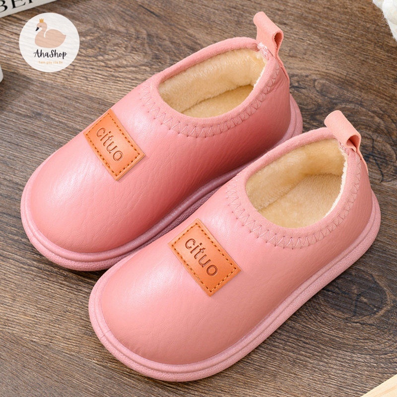[sẵn] Giày lót lông chống nước dễ thương cho bé trai bé gái (K043)