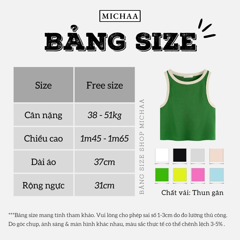 Áo Croptop Ba Lỗ NGƯỢC Nữ Ôm Body Trơn Chất Thun Gân Dày Tốt, Áo thun 3 lỗ nữ Basic Ulzzang - MICHAA