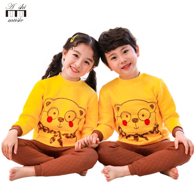 Set 2 Món Áo Sơ Mi Tay Dài + Quần Dài Giữ Ấm Cho Bé