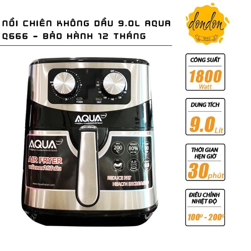 [Mã ELHADEV giảm 4% đơn 300K] (Lỗi 1 đổi 1)NỒI CHIÊN KHÔNG DẦU AQUA 9L - BẢO HÀNH CHÍNH HÃNG 12 THÁNG