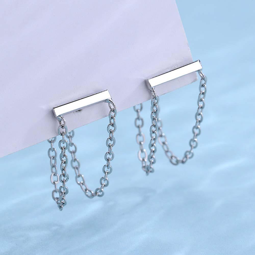 Khuyên Tai VANES1 Dạng Chuỗi Hình Học Phong Cách Hàn Quốc Thanh Lịch Cho Nữ