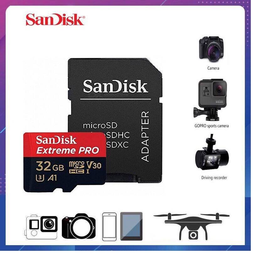 [Chính Hãng] Thẻ Nhớ SanDisk Extreme Pro 4K U3 V30 32GB 100Mb/s Tốc độ siêu cao | BigBuy360 - bigbuy360.vn