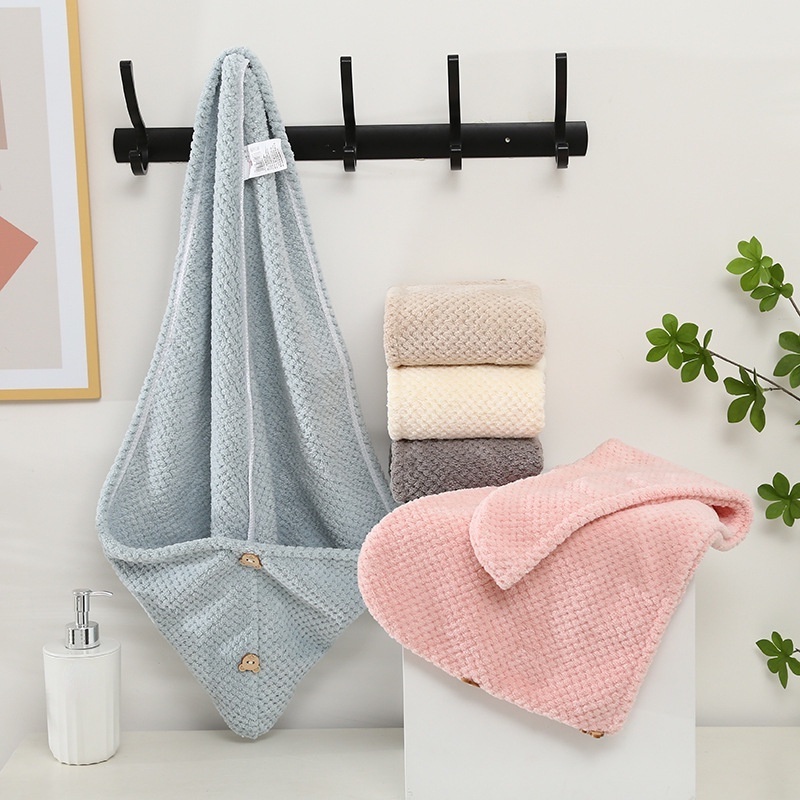 Khăn Lông Cừu San Hô Mềm Mại Thấm Hút Tốt Nhiều Màu Sắc Để Sấy Khô Tóc