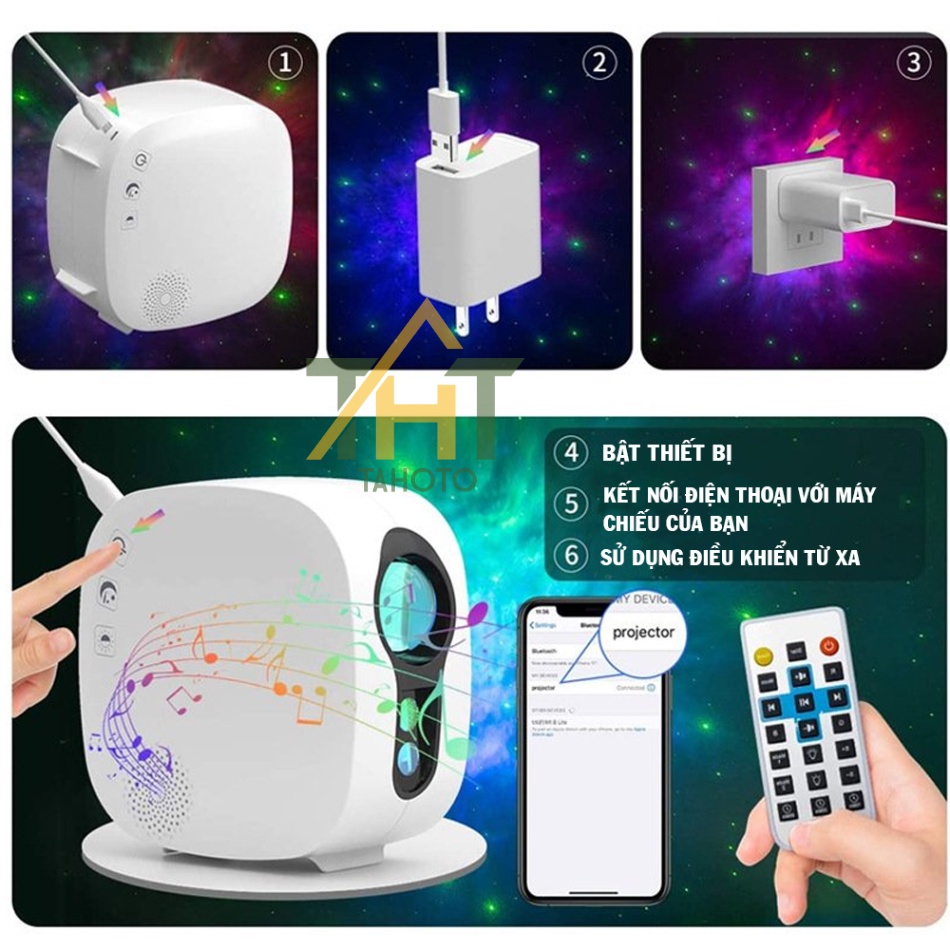 Đèn chiếu thiên Hà V2 TAHOTO Galaxy kết hợp loa Bluetooth, Dùng cho sự kiện Phòng ngủ Phòng bay