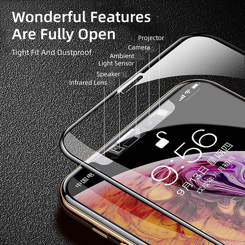 Kính cường lực 10D phủ toàn phần thích hợp cho Iphone 5/ 5s/ 6/ 6s 7/ 8 plus x/ xs/ xs max 11 12 pro pmax se2020