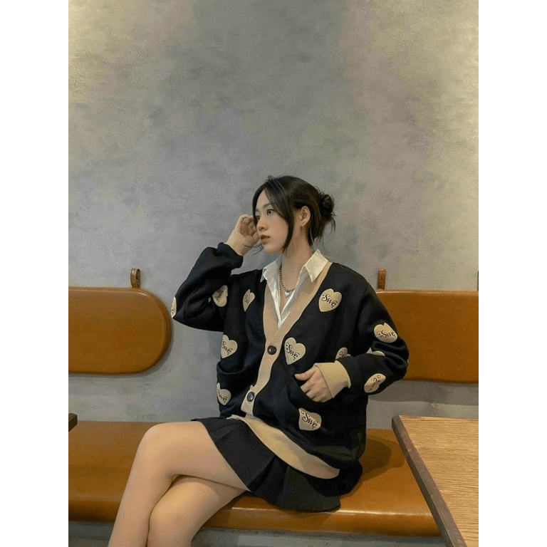 Áo Khoác Nỉ Nữ Cardigan Trái tim Phong Cách hàn XInh Đẹp Thời Trang HHP Fashion