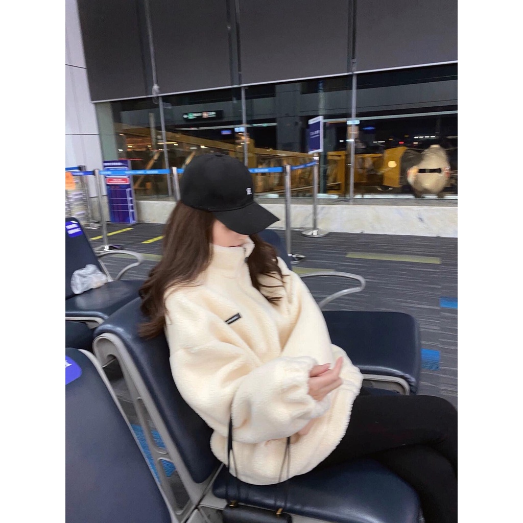 Áo khoác bông nỉ khoá cổ cao logo phom rộng Freeship extraONE UNISEXThời trang Unisex phong cách hàn quốc nam nữ