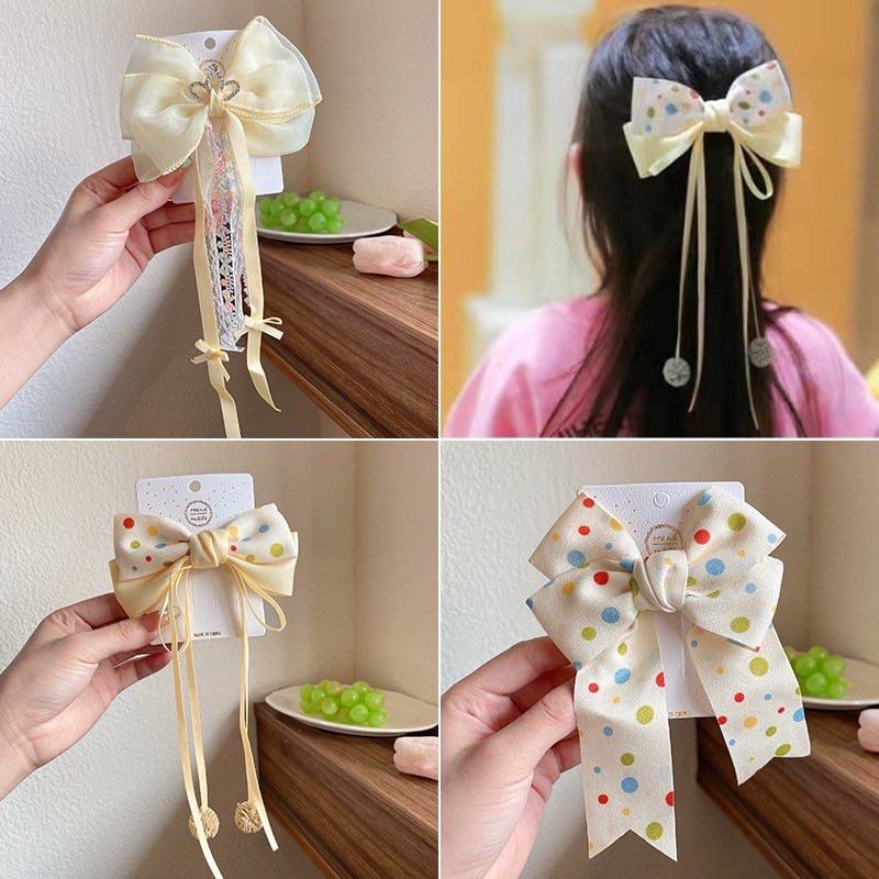 Kẹp đính nơ bé gái công chúa, kẹp để phía sau siêu xinh vải đẹp ạ