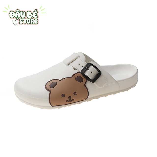 DÉP SỤC NỮ CROCS GẤU QUAI NGANG CUTE - DÉP SỤC NHỰA KHUY CÀI GẤU XINH CHỐNG NƯỚC ĐI MƯA THOẢI MÁI - DAUBE - D009