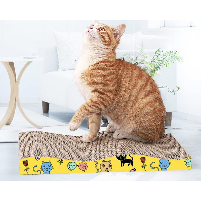 Bàn cào móng cho mèo kèm cỏ mèo &quot;dụ&quot; boss kích thước lớn 43x21x4cm