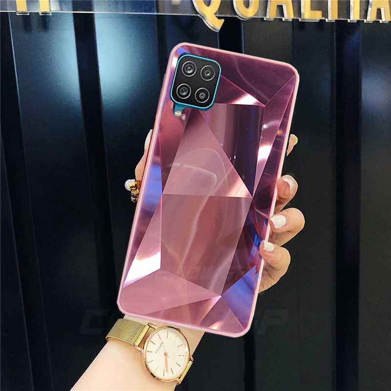 Ốp Điện Thoại Mặt Gương Kim Cương 3D Chống Sốc Cho Samsung Galaxy A22 A32 Samsung Galaxy A12 A52S A52 A72