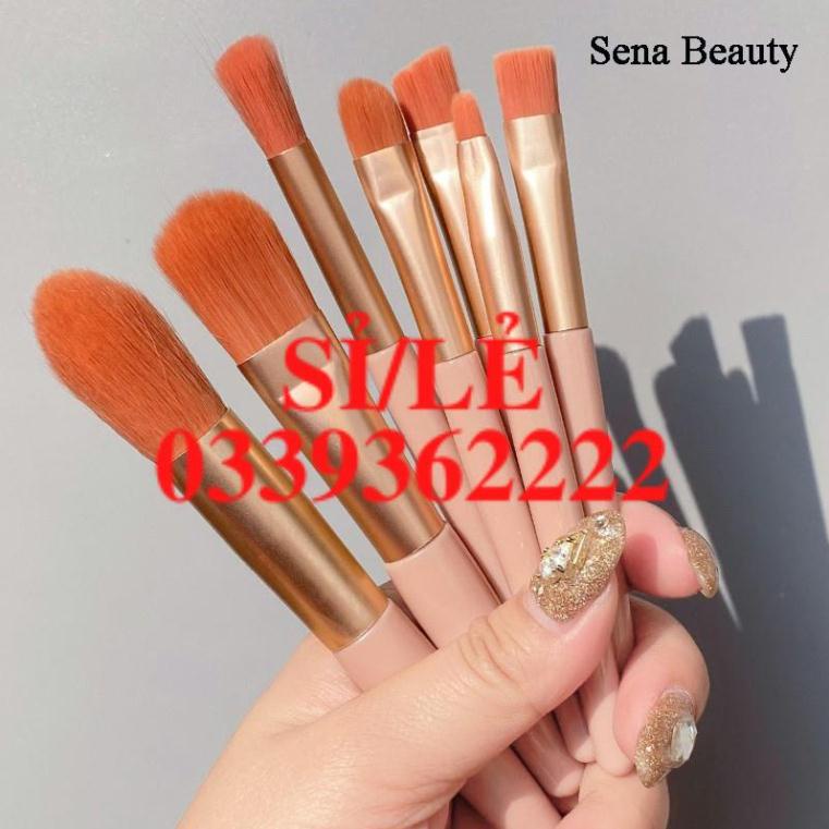 [ CHÍNH HÃNG ] Bộ cọ trang điểm make up cá nhân 8 cây tặng kèm túi zip Vintage Sena Beauty  HAIANHSHOP