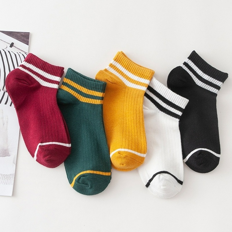 Vớ Thể Thao cotton Cổ Thấp Kẻ Sọc 6 Màu Sắc Thời Trang Xuân Thu Cho Nữ