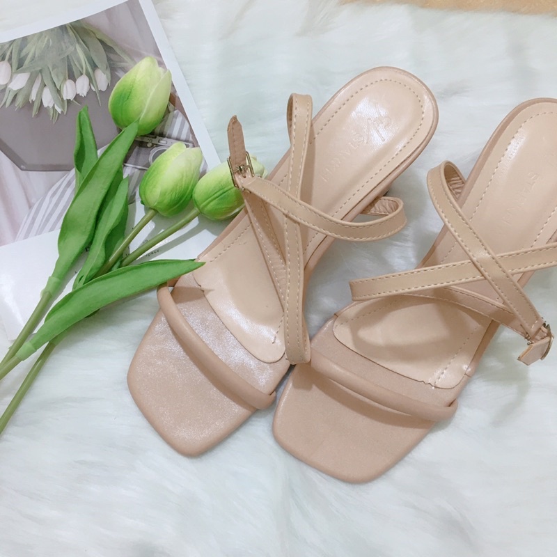 Dép/Sandal cao gót 7 cm quai đan chéo ôm chân sang chảnh S26