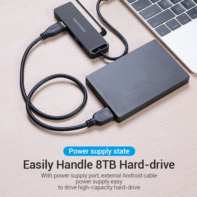 Thiết bị kết nối đa cổng Vention giao diện Type-C chia 4 cổng USB3.1