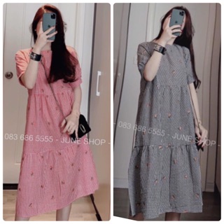 Đầm baby caro form rộng