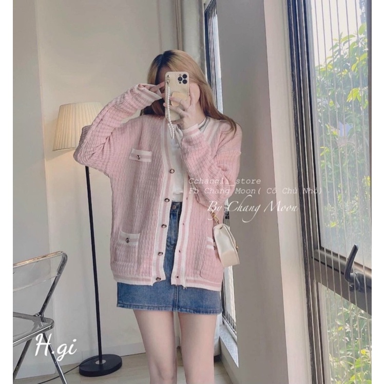 Áo khoác cadigan viền mới 4 nắp túi xinh ms180
