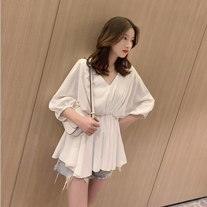 Áo Sơ Mi Tay Lửng Cổ Chữ V Màu Trơn Cỡ Lớn 42-115KG C8389