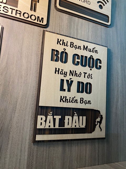 [Khi bạn muốn bỏ cuộc, hãy nhớ lại lý do khiến bạn bắt đầu] Tranh treo tường Gỗ trang trí phòng tạo động lực 20x27cm