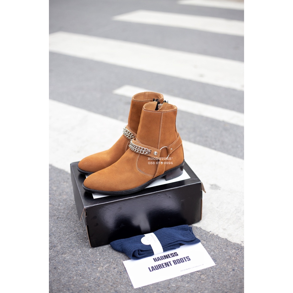 Giày Harness Boot da lộn NÂU - Đế cao su đuc nguyên khối - Bảo hành 12 tháng Hood HoodVN | BigBuy360 - bigbuy360.vn