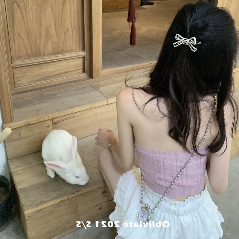 SUXI Áo Croptop Dệt Kim Màu Trơn Đơn Giản Thời Trang Hàn Quốc