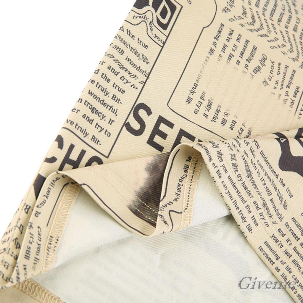 Chân Váy Dài Tới Mắt Cá Chân In Họa Tiết Tờ Báo Lưng Cao Co Giãn Thời Trang Đường Phố Cho Nữ