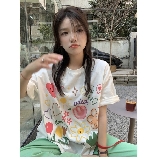 Áo Thun Tay Ngắn Dáng Rộng Hợp Thời Trang Cho Nữ