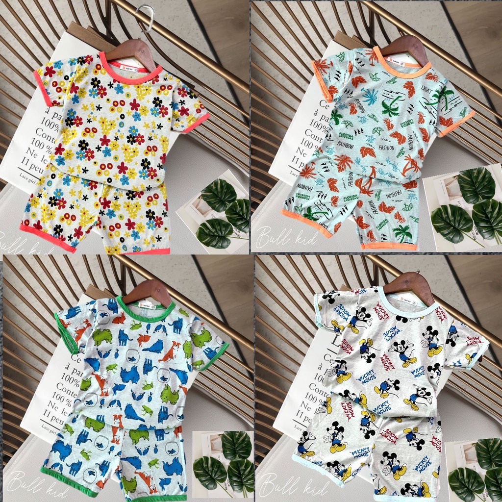 &lt;SALE&gt;COMBO 3 bộ cotton 100% họa tiết siêu dễ thương cho bé-đồ bộ mùa hè cho bé(size 5-25kg)