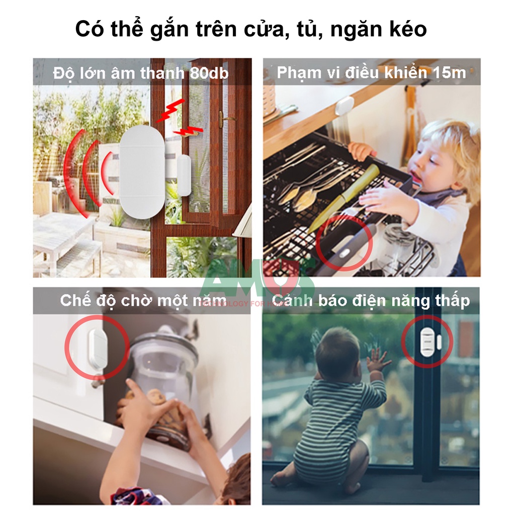 Chuông báo khách báo động mở cửa cao cấp Amos